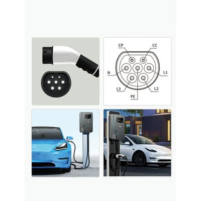 EV CHARGER AC 7-22KW WITH 5M CABLE (WHITE)